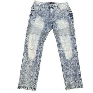 Chams Stretch Straight Jeans Men's 38x30 Blue Acid Wash Denim EUC Casual
